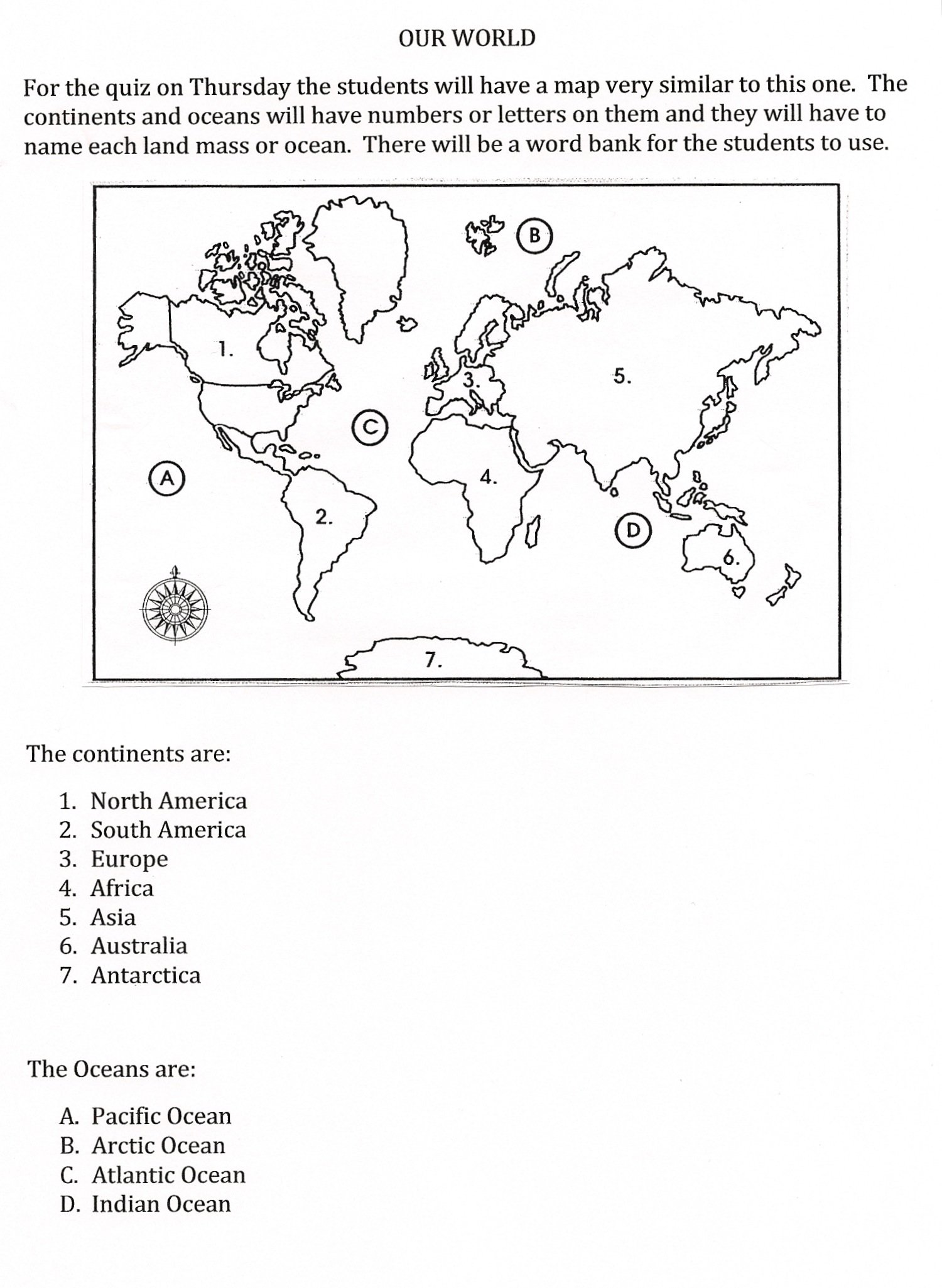 Continents And Oceans Lesson Plan Carolina